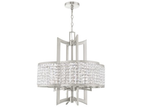 Livex Lighting Grammercy 4-Light Brushed Nickel Crystal Chandelier