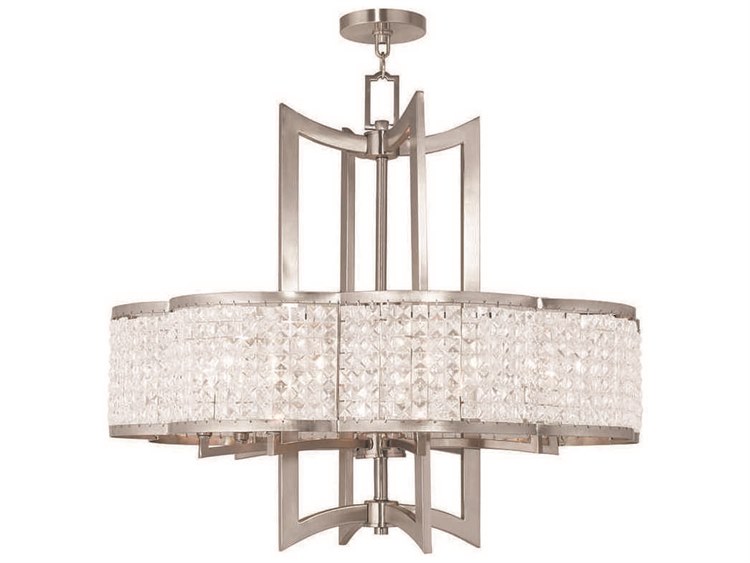 Photos - Chandelier / Lamp Livex Lighting Grammercy 8-Light Brushed Nickel Crystal Chandelier 50578-9