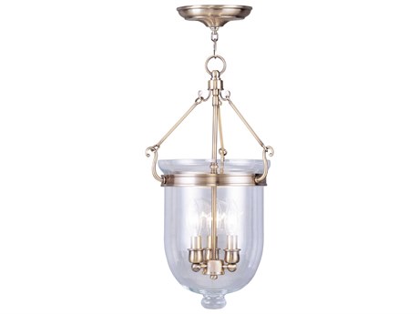 Livex Lighting Jefferson 3-Light Antique Brass Glass Chandelier
