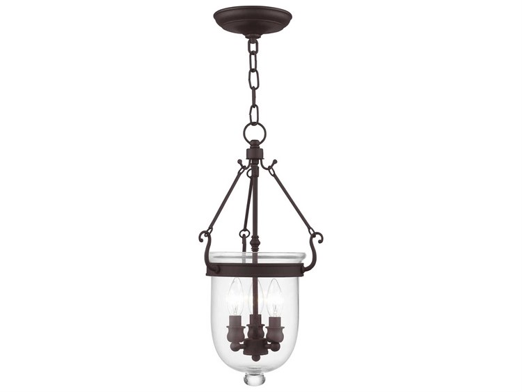 Photos - Chandelier / Lamp Livex Lighting Jefferson 3-Light Bronze Glass Chandelier 5063-07