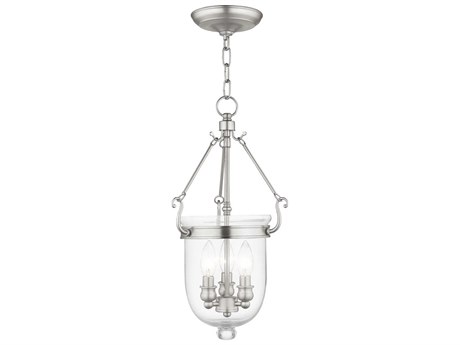 Livex Lighting Jefferson 3-Light Brushed Nickel Glass Chandelier