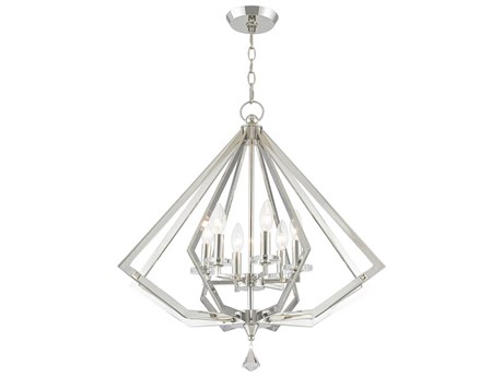 Livex Lighting Diamond 6-Light Polished Nickel Crystal Candelabra Chandelier