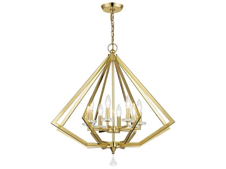 Livex Lighting Diamond 8-Light Polished Brass Crystal Candelabra Chandelier