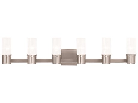 Livex Lighting Midtown 6-Light Brushed Nickel Glass Vanity Light