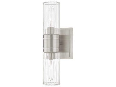 Livex Lighting Midtown 2-Light Brushed Nickel Glass Vanity Light