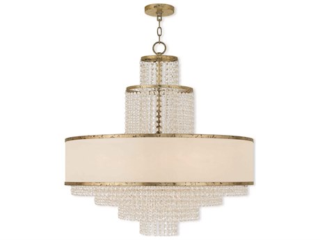 Livex Lighting Prescott 8-Light Hand Applied Winter Gold Crystal Candelabra Tiered Chandelier