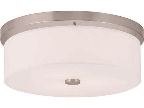 Livex Lighting Meridian 3-Light Brushed Nickel Drum Flush Mount
