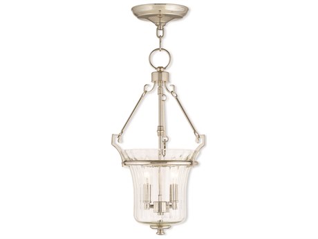 Livex Lighting Cortland 2-Light Polished Nickel Glass Candelabra Chandelier