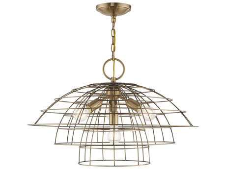 Livex Lighting Brooklyn 4-Light Antique Brass Dome Pendant