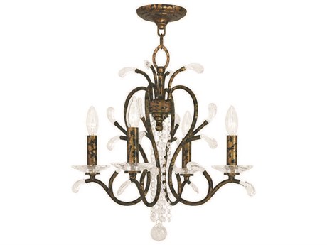 Livex Lighting Serafina 4-Light Hand Applied Venetian Golden Bronze Candelabra Chandelier