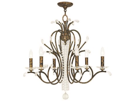 Livex Lighting Serafina 6-Light Hand Applied Venetian Golden Bronze Crystal Candelabra Chandelier