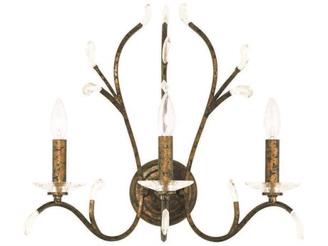 Livex Lighting Serafina 3-Light Hand Applied Venetian Golden Bronze Crystal Wall Sconce