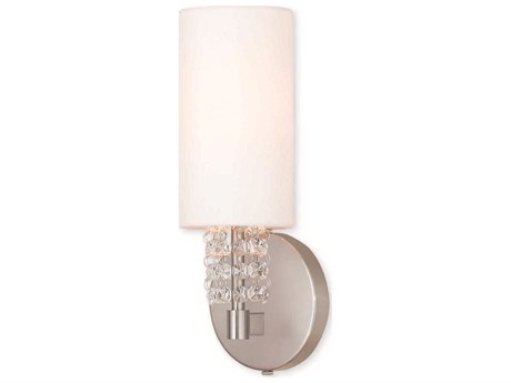 Livex Lighting Carlisle 1-Light Brushed Nickel Off White Crystal Wall Sconce