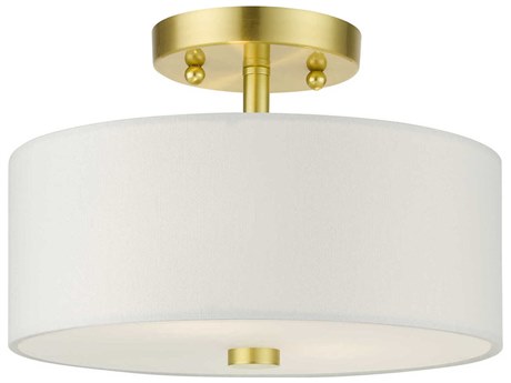 Livex Lighting Meridian 2-Light Satin Brass Drum Semi Flush Mount
