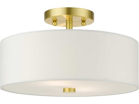 Livex Lighting Meridian 2-Light Satin Brass Semi Flush Mount