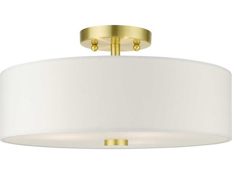 Livex Lighting Meridian 3-Light Satin Brass Drum Semi Flush Mount