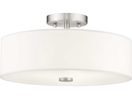 Livex Lighting Brighton 3-Light Brushed Nickel Drum Round Semi Flush Mount