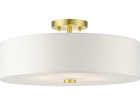Livex Lighting Meridian 4-Light Satin Brass Drum Semi Flush Mount