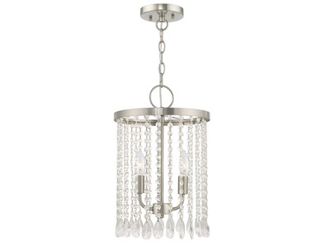Livex Lighting Elizabeth 2-Light Brushed Nickel Crystal Candelabra Chandelier