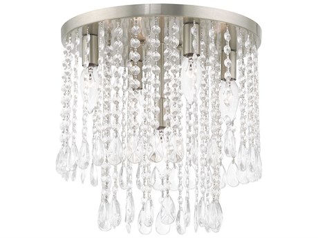 Livex Lighting Elizabeth 5-Light Brushed Nickel Crystal Flush Mount