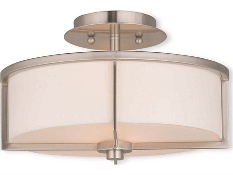 Livex Lighting Wesley 2-Light Brushed Nickel Drum Semi Flush Mount