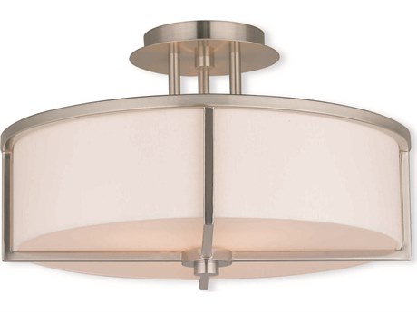 Livex Lighting Wesley 3-Light Brushed Nickel Drum Flush Mount