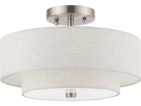 Livex Lighting Meridian 2-Light Brushed Nickel Drum Semi Flush Mount