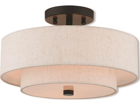 Livex Lighting Claremont 2-Light English Bronze Drum Semi Flush Mount