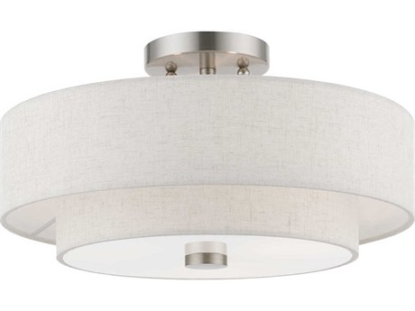 Livex Lighting Meridian 3-Light Brushed Nickel Drum Semi Flush Mount