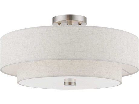 Livex Lighting Meridian 4-Light Brushed Nickel Drum Semi Flush Mount