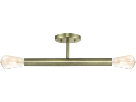Livex Lighting Copenhagen 2-Light Antique Brass Semi Flush Mount