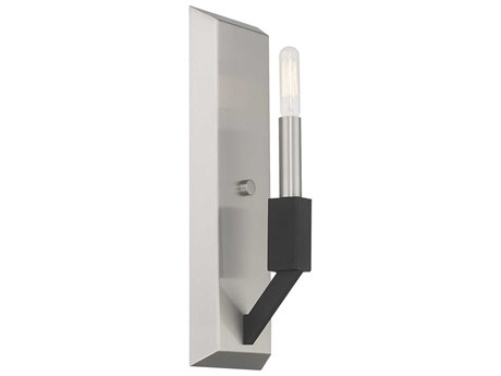 Livex Lighting Beckett 1-Light Brushed Nickel Black Brass Wall Sconce