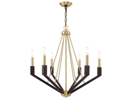Livex Lighting Beckett 6-Light Satin Brass Bronze Candelabra Chandelier
