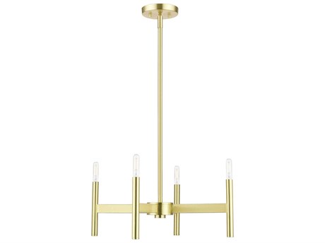 Livex Lighting Copenhagen 4-Light Satin Brass Candelabra Chandelier