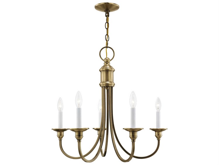 Photos - Chandelier / Lamp Livex Lighting Cranford 5-Light Antique Brass Candelabra Chandelier 5145-0