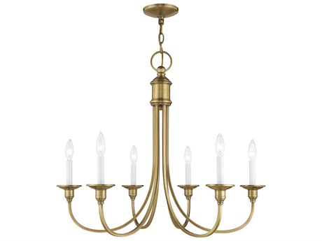 Livex Lighting Cranford 6-Light Antique Brass Candelabra Chandelier