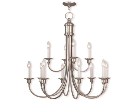 Livex Lighting Cranford 12-Light Brushed Nickel Candelabra Tiered Chandelier