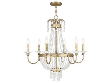 Livex Lighting Valentina 6-Light Hand Applied Winter Gold Crystal Candelabra Chandelier