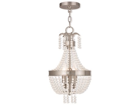 Livex Lighting Valentina 3-Light Brushed Nickel Crystal Candelabra Chandelier