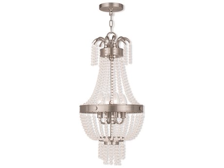 Livex Lighting Valentina 4-Light Brushed Nickel Crystal Candelabra Chandelier