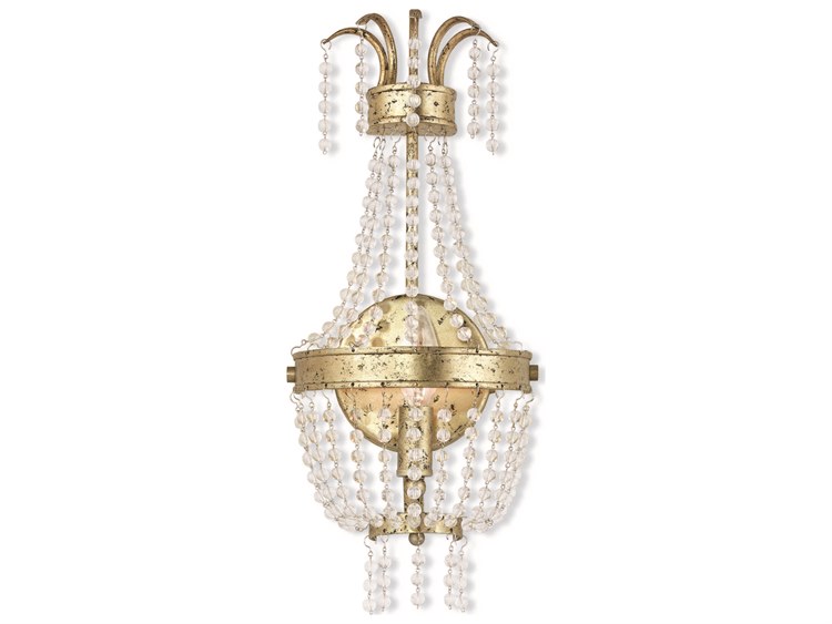 Photos - Chandelier / Lamp Livex Lighting Valentina 1-Light Hand Applied Winter Gold Crystal Wall Sco