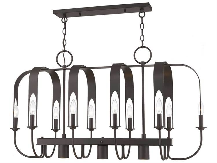 Photos - Chandelier / Lamp Livex Lighting Addison 13-Light English Bronze Geometric Linear Island Pendant 51940-92