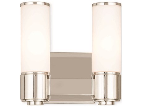 Livex Lighting Weston 2-Light Polished Nickel Glass Wall Sconce