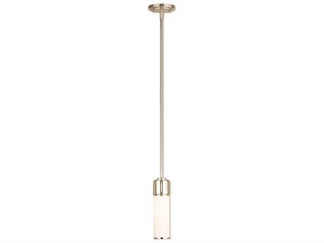 Livex Lighting Weston 1-Light Polished Nickel Glass Cylinder Mini Pendant