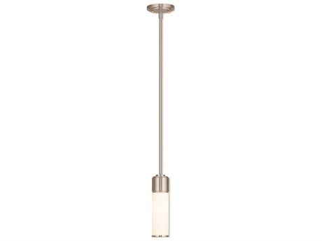 Livex Lighting Weston 1-Light Brushed Nickel Glass Cylinder Mini Pendant