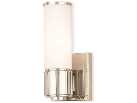 Livex Lighting Weston 1-Light Polished Nickel Glass Wall Sconce