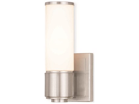 Livex Lighting Weston 1-Light Brushed Nickel Glass Wall Sconce