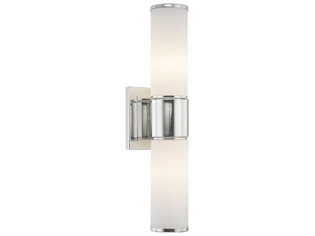 Livex Lighting Weston 2-Light Polished Nickel Glass Wall Sconce