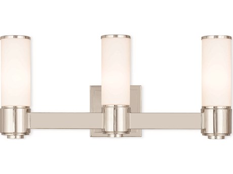 Livex Lighting Weston 3-Light Polished Nickel Glass Vanity Light