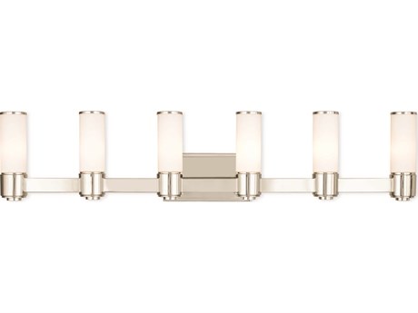 Livex Lighting Weston 6-Light Polished Nickel Glass Vanity Light